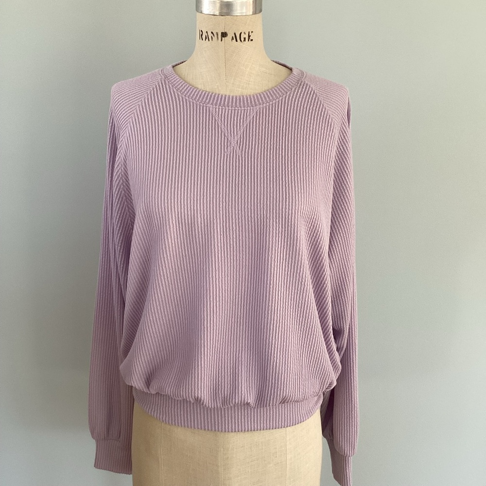 Hollister Lavender Ribbed Long Sleeve Top  Size Large